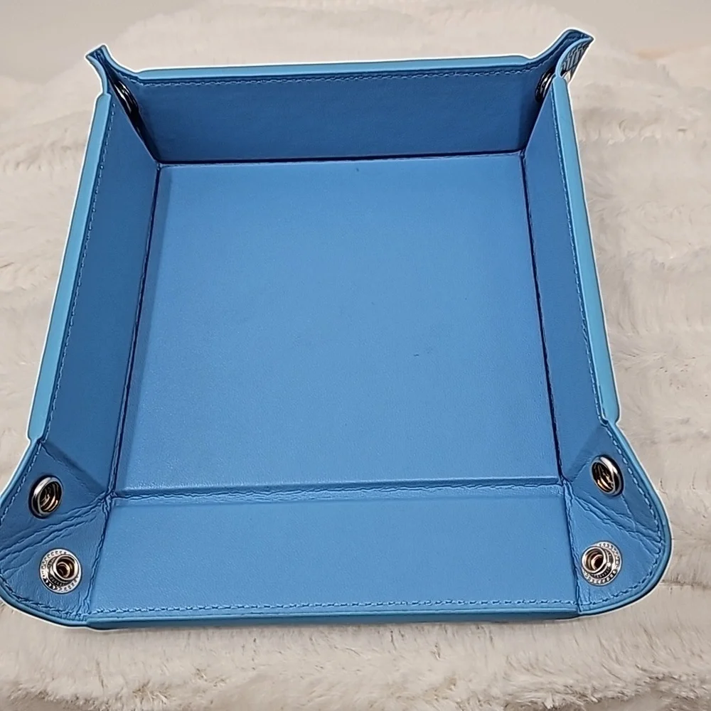 Faux Leather Jewelry Tray‎ Powder Blue Reptile Textured Foldable Organizer